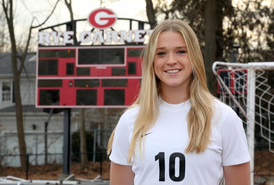 Reilly Traynor or Rye High School is the Westchester/Putnam Girls Soccer Player of the Year. Traynor, photographed Dec. 16, 2021, will play soccer next year at Bucknell University.