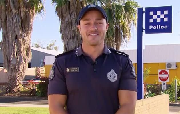 The Queensland cop went viral after posting a selfie on a reporters phone. Source: Sunrise