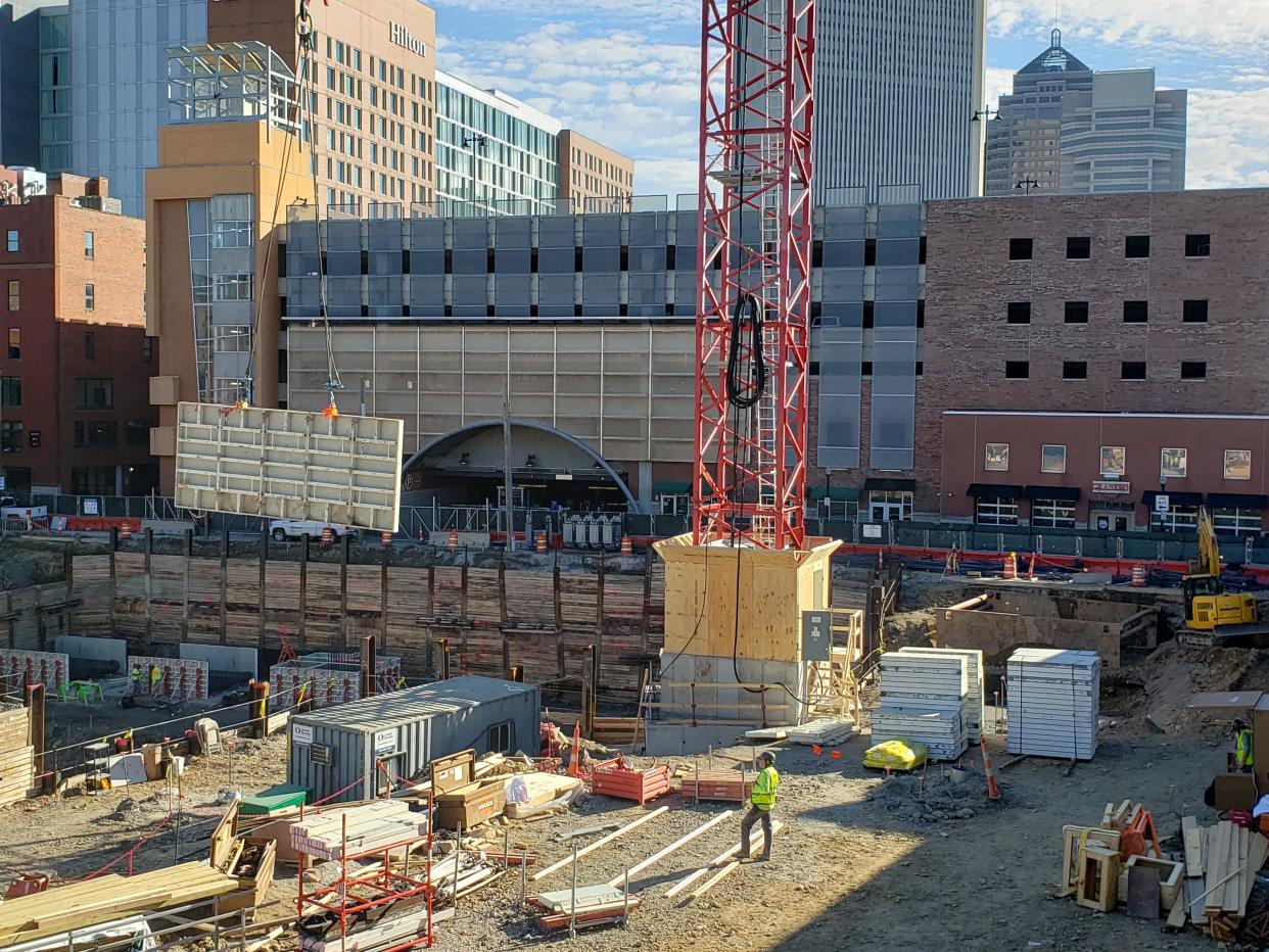 Work has begun on the 32-story Merchant Building next to Downtown's North Market, as seen in this November photo.