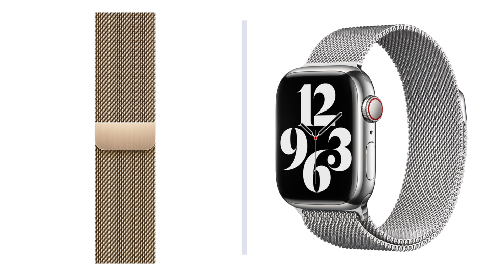 Apple's sleek Milanese loop fastens anywhere.