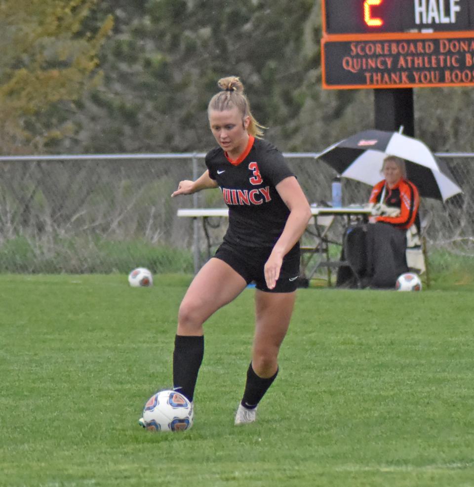 Quincy's Kallie Glei scored three goals in the Orioles' win over Michigan Center in the District semifinals Wednesday