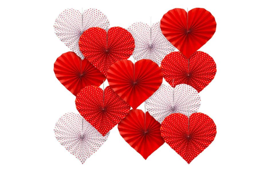 heart shaped paper fans