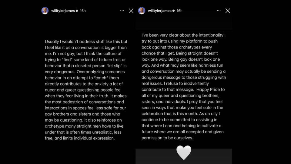 Tyler James Williams makes statement on Instagram Stories