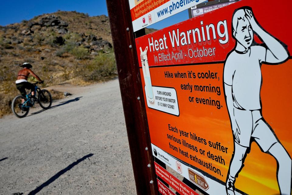 Warnings about extreme temperatures in Phoenix, Arizona, on 10 July 2023 (AP)