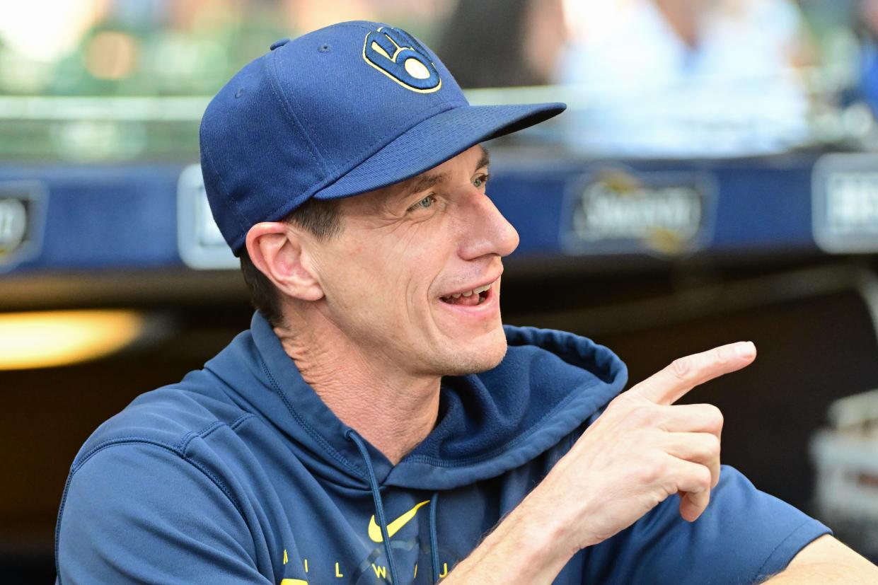 Oct 1, 2023; Milwaukee, Wisconsin, USA; Milwaukee Brewers manager Craig Counsell looks on before the game against the Chicago Cubs at American Family Field.
