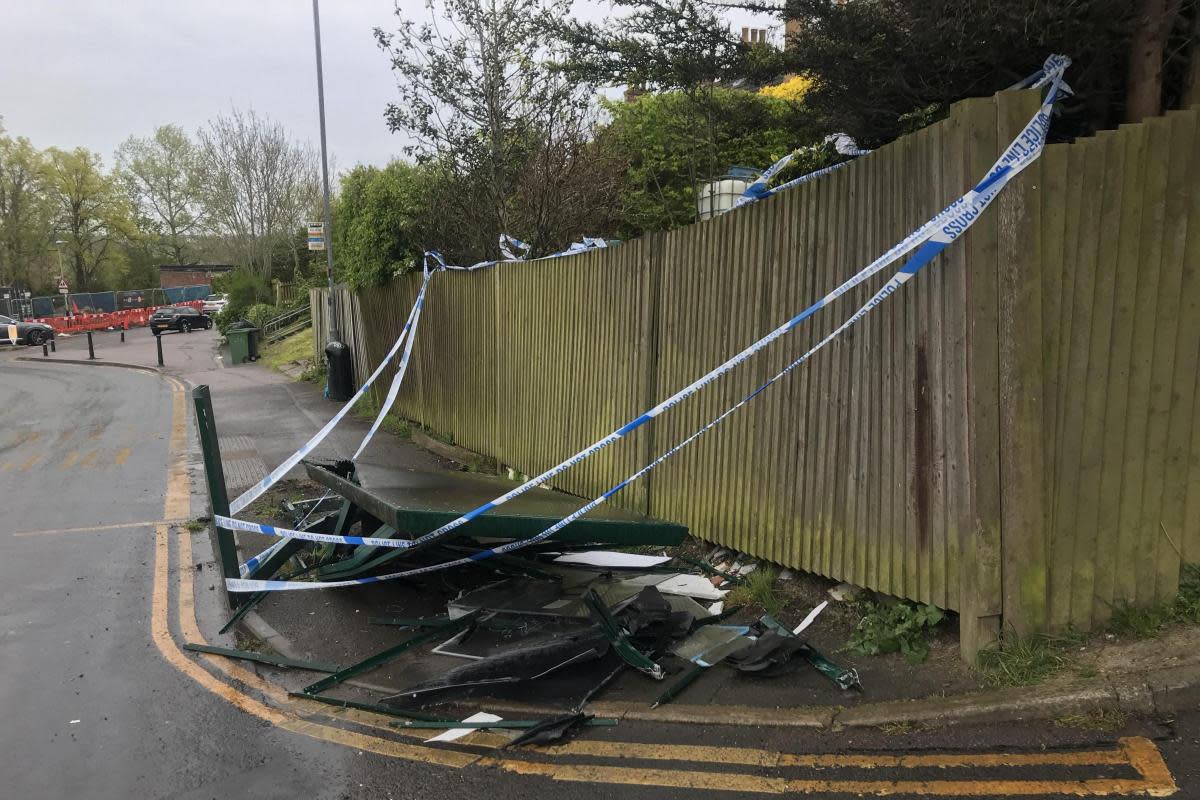 A police cordon is up around the bus shelter <i>(Image: Daniel Burton)</i>