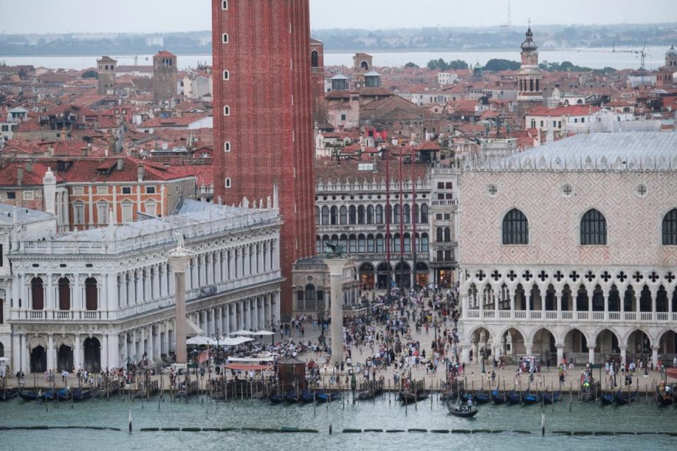 A view of Venice’s famous St Mark's Square from above (REUTERS)