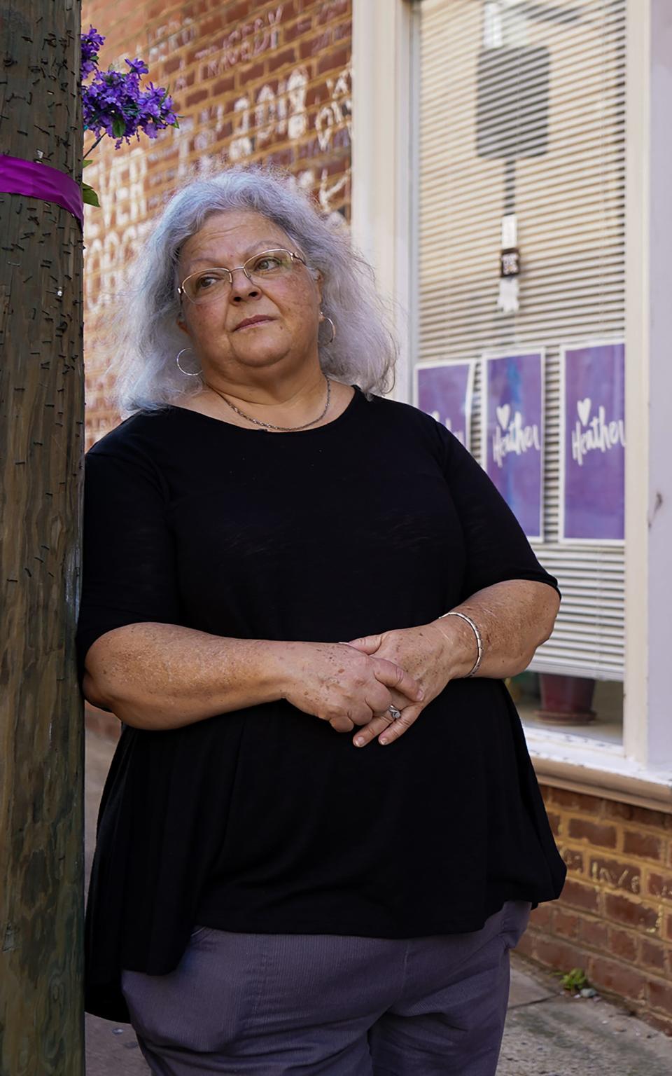 Susan Bro, mother of Heather Heyer, who was killed during the Unite the Right rally in Charlottesville, Va., in August 2017, visits her daughter's memorial regularly.