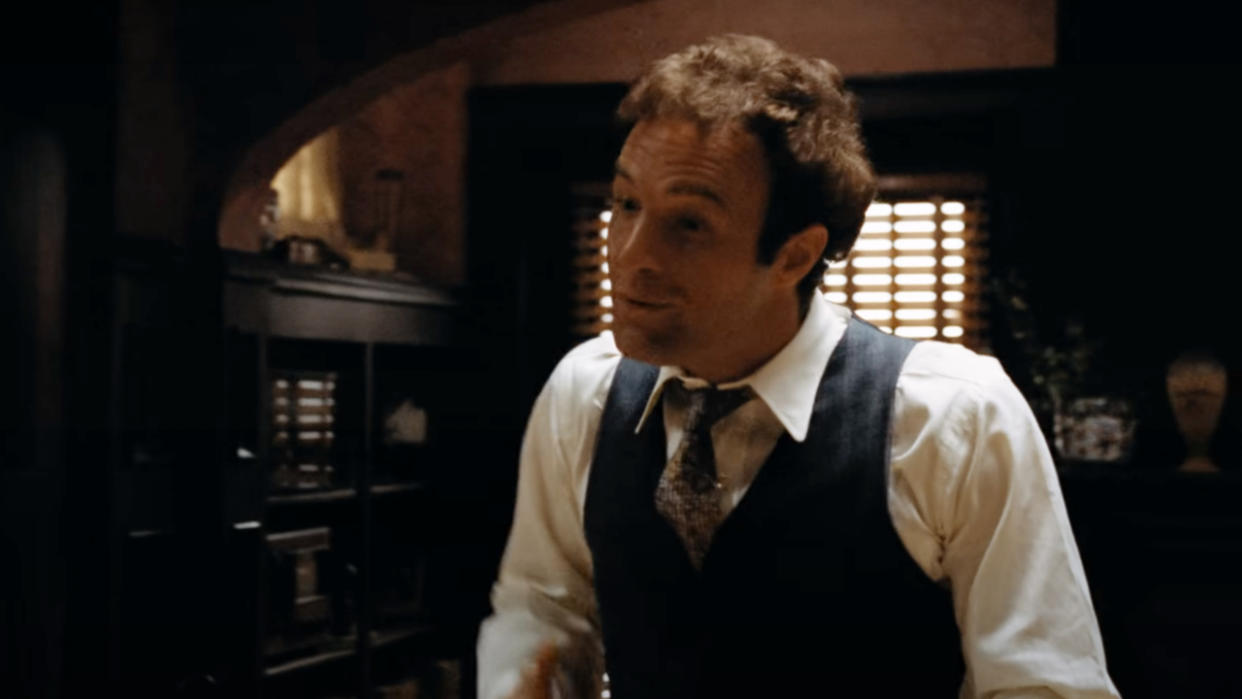  James Caan talking in the study in The Godfather. 