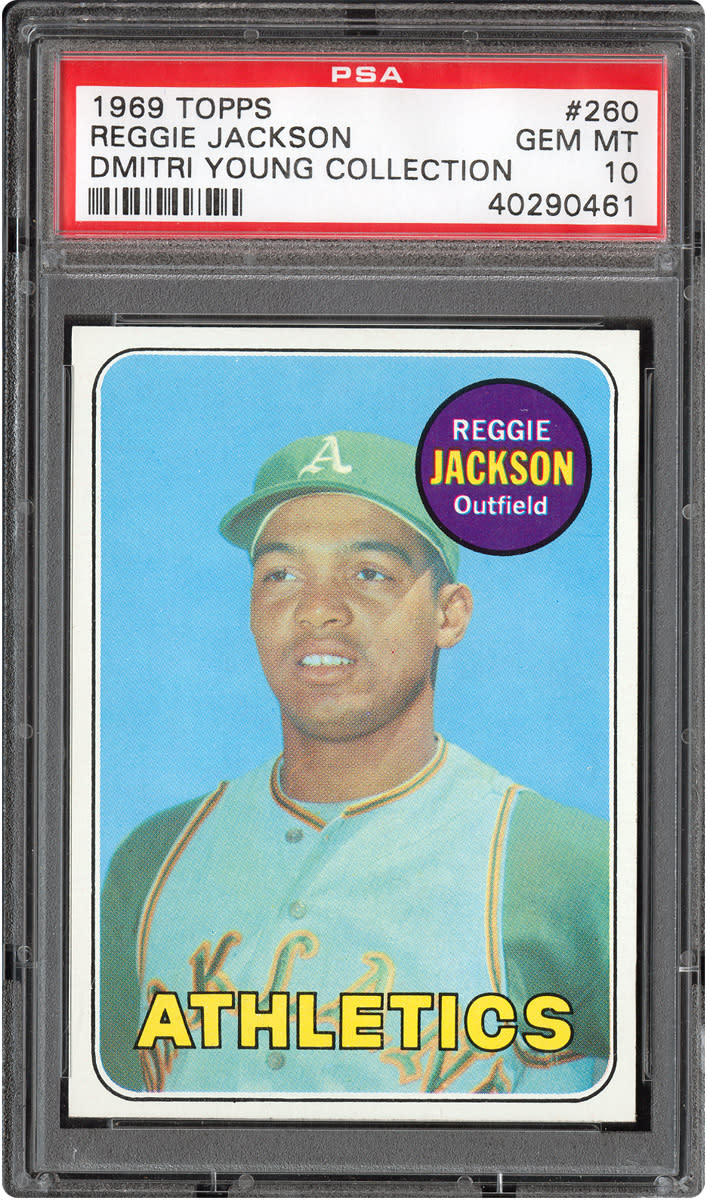 This 1969 Topps card is the only PSA 10 of Jackson, “the straw that stirred the drink.”