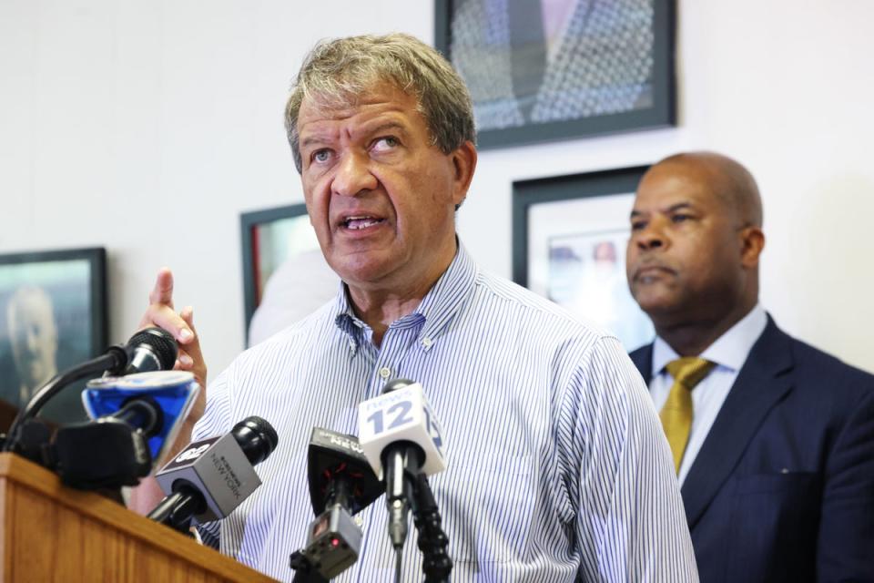 Democratic candidate for New York's 16th District George Latimer speaks during a press conference at the Mount Vernon Democratic headquarters on June 24, 2024 in Mount Vernon, New York. Latimer charges that Bowman has been an absent congressman who focuses more on national issues. (Photo by Michael M. Santiago/Getty Images) (Getty Images)