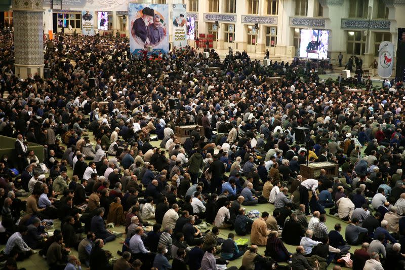 FILE PHOTO: People gather to mourn during the 40th day memorial, after the killing of Iran's Quds Force top commander Qassem Soleimani in a U.S. air strike at Baghdad Airport, at the Grand Mosalla in Tehran