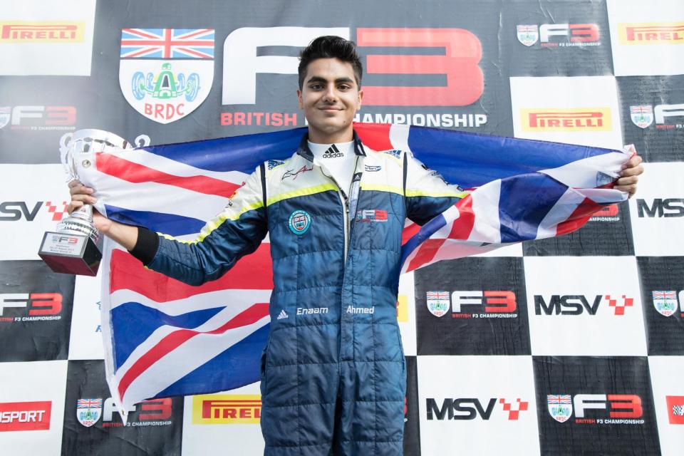 Wrap star: Enaam Ahmed has won 12 races in this year’s British Formula 3 championship