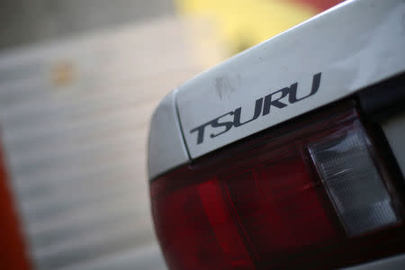 A Nissan Tsuru logo is seen on a car, in Mexico City, Mexico, October 26, 2016. REUTERS/Edgard Garrido