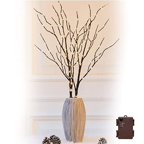 1) Twinkle Star 100 LED Lighted Brown Willow Branches 2 Pack