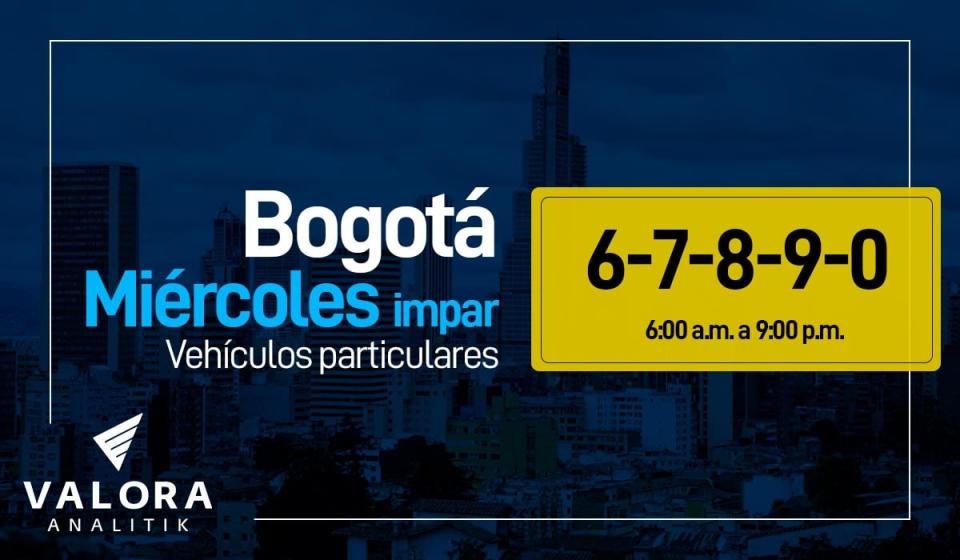Pico y placa en Bogotá. Imagen: Valora Analitik.