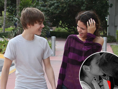 selena gomez kissing justin bieber