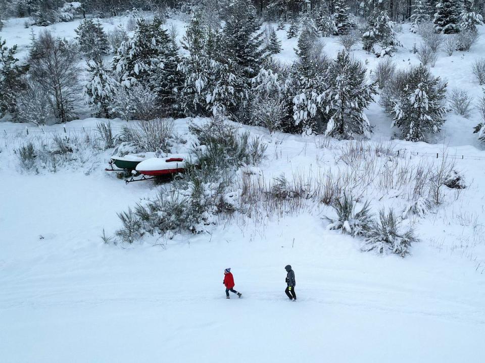 Heavy snow in Lairg, Scotland, on Thursday (Getty Images)