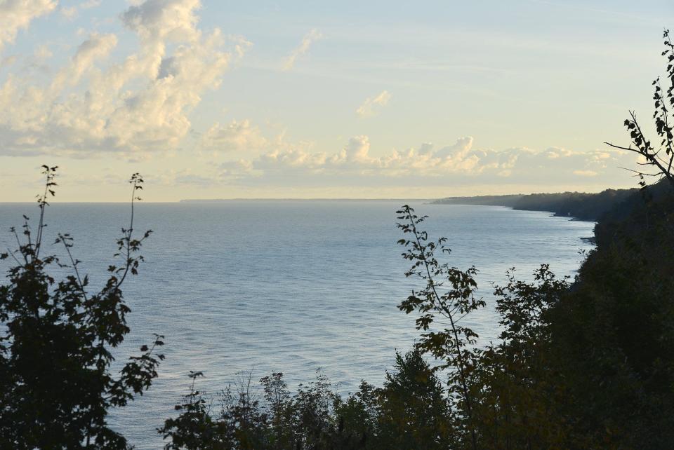 Presque Isle State Park is visible in the distance from this vista at Lake Erie Community Park in Girard Township on Oct. 8, 2013.