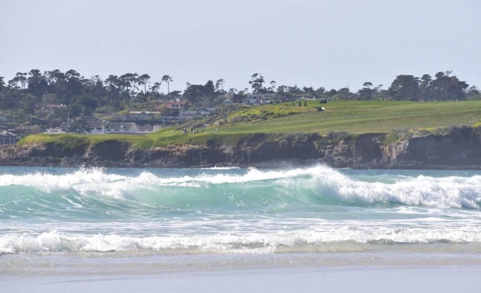 The view from Carmel Beach includes a golf course in Pebble Beach, which Forbes calls one of the 50 most expensive zip codes in the country. ERIK GALICIA/EGALICIA@FRESNOBEE.COM