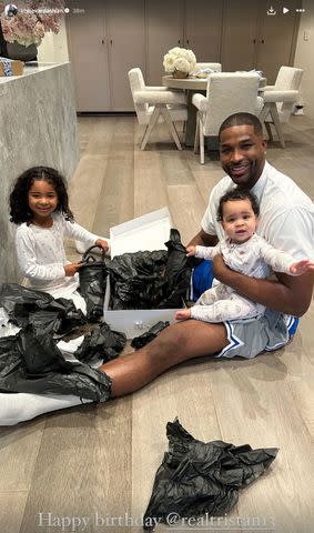 <p>Khloe Kardashian/Instagram</p> True Thompson, Tristan Thompson, and Tatum Thompson