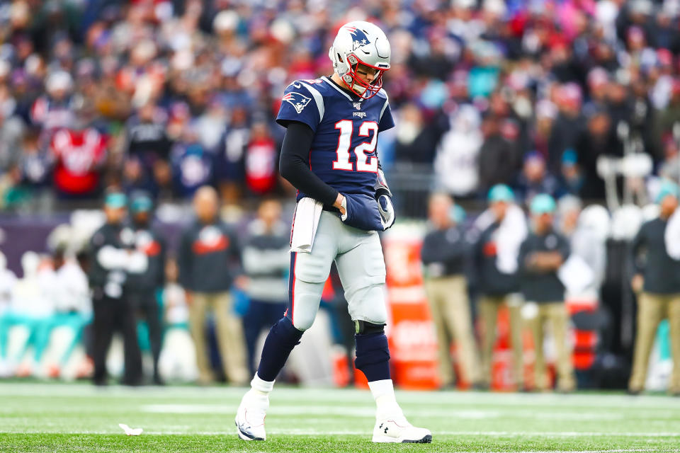 Sleepless night: Tom Brady said he tossed and turned Sunday night after the Patriots' loss to the Dolphins. (Adam Glanzman/Getty Images)