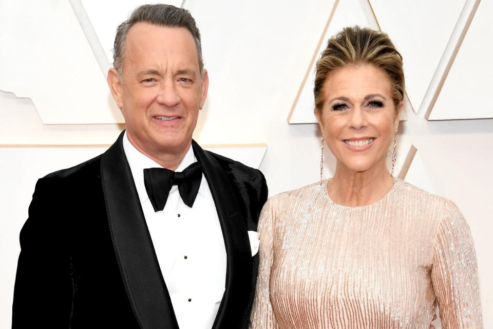 HOLLYWOOD, CALIFORNIA - FEBRUARY 09: (L-R) Tom Hanks and Rita Wilson attend the 92nd Annual Academy Awards at Hollywood and Highland on February 09, 2020 in Hollywood, California. (Photo by Kevin Mazur/Getty Images)