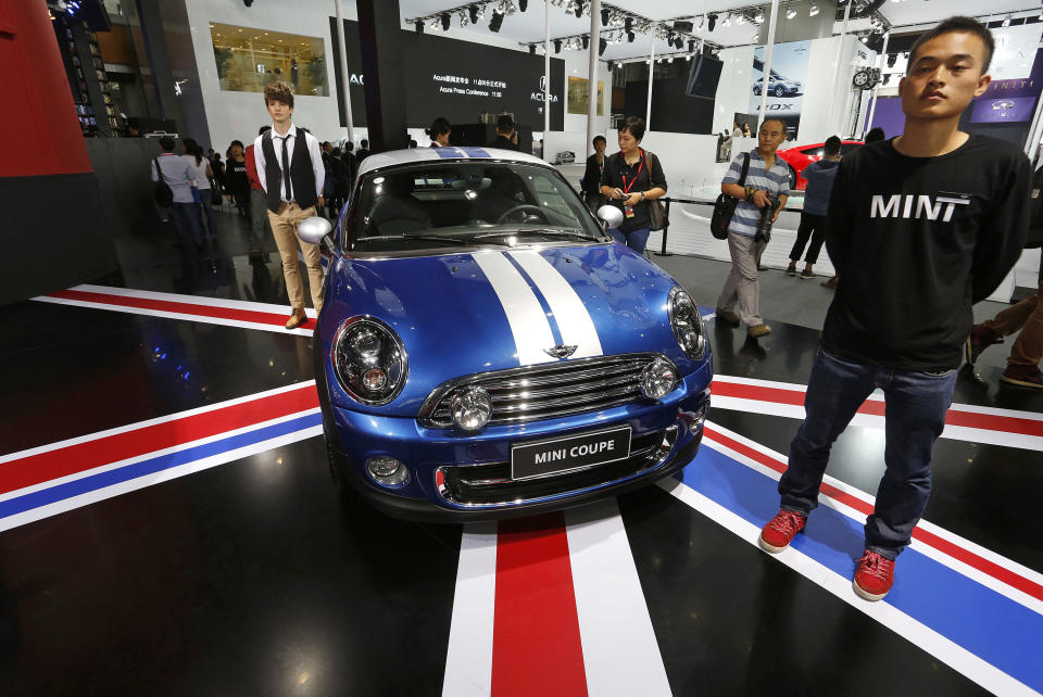 A Mini coupe is displayed at the Guangzhou Auto Show in China's southern city of Guangzhou Thursday, Nov. 22, 2012. China's second largest auto show kicked off Thursday. (AP Photo/Vincent Yu)