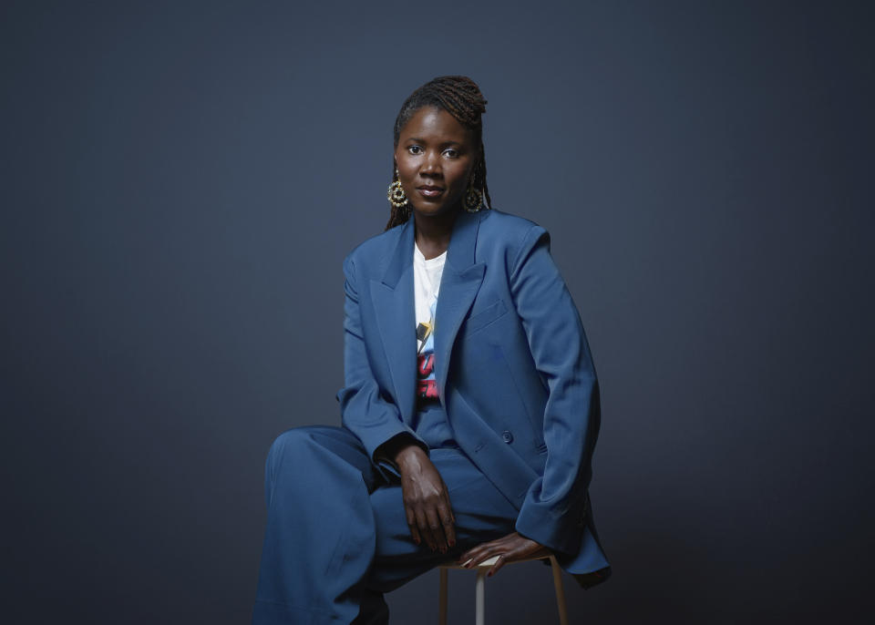 French filmmaker Alice Diop poses for a portrait to promote "Saint Omer" in New York on Jan. 9, 2023. (Photo by Christopher Smith/Invision/AP)