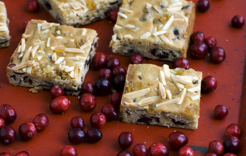 In this image taken on Monday, Nov. 5, 2012, cranberry ginger bars are shown in Concord, N.H. (AP Photo/Matthew Mead)