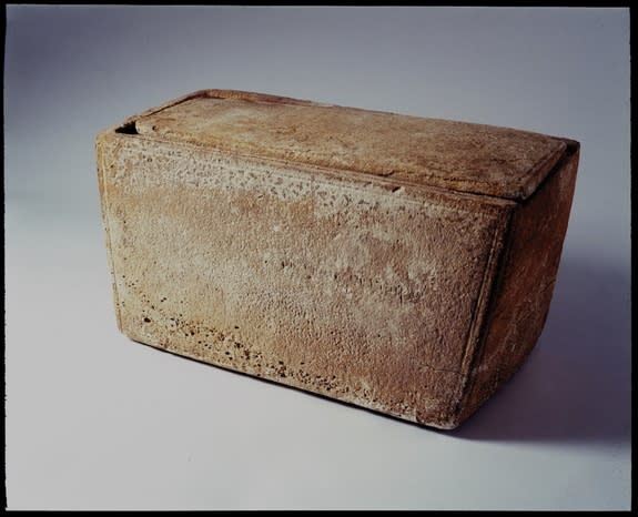 The James Ossuary, which was held by a private collector since 1976, contains the inscription "James, son of Joseph, brother of Jesus." New evidence suggests the bone box came from a tomb where other bone boxes with family names of Jesus of Naz