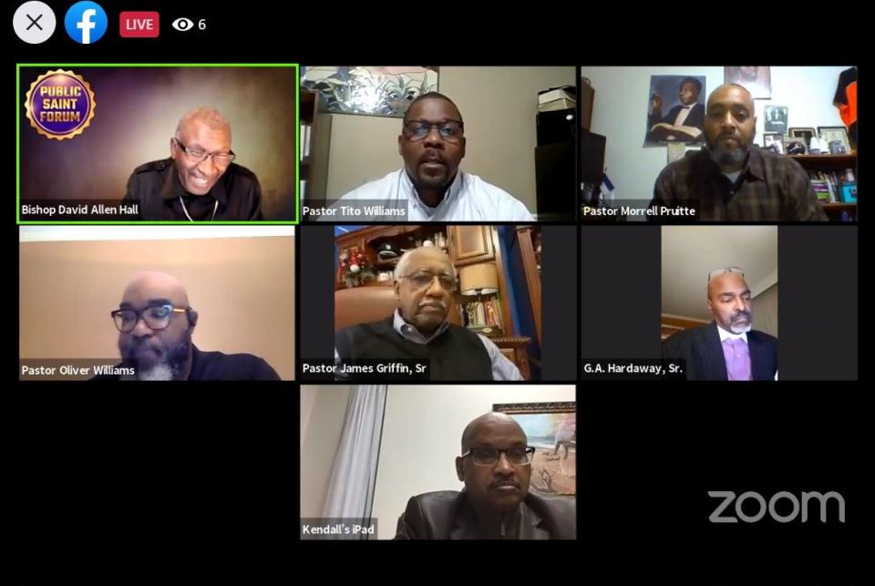 A group of COGIC pastors and Tennessee Rep. G.A. Hardaway discuss whether to encourage church members to overcome concerns about the COVID-19 vaccine.