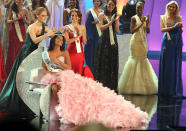 Miss Venezuela Ivian Sarcos is crowned as winner of Miss World at Earls Court in London.