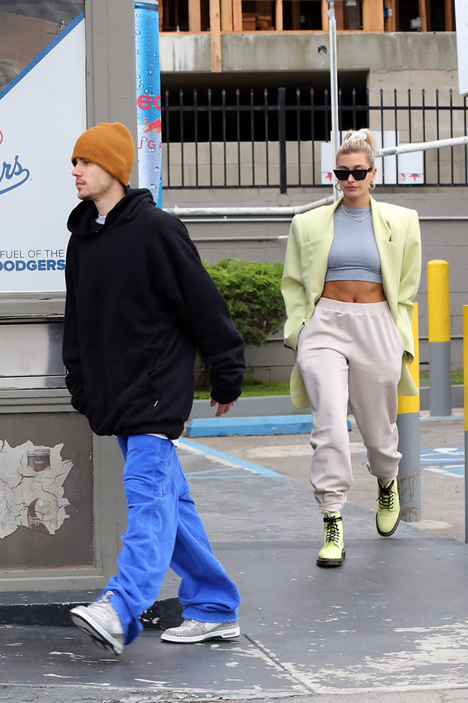 Justin Bieber and Hailey Baldwin stop at a gas station in Los Angeles on June 1. - Credit: MEGA