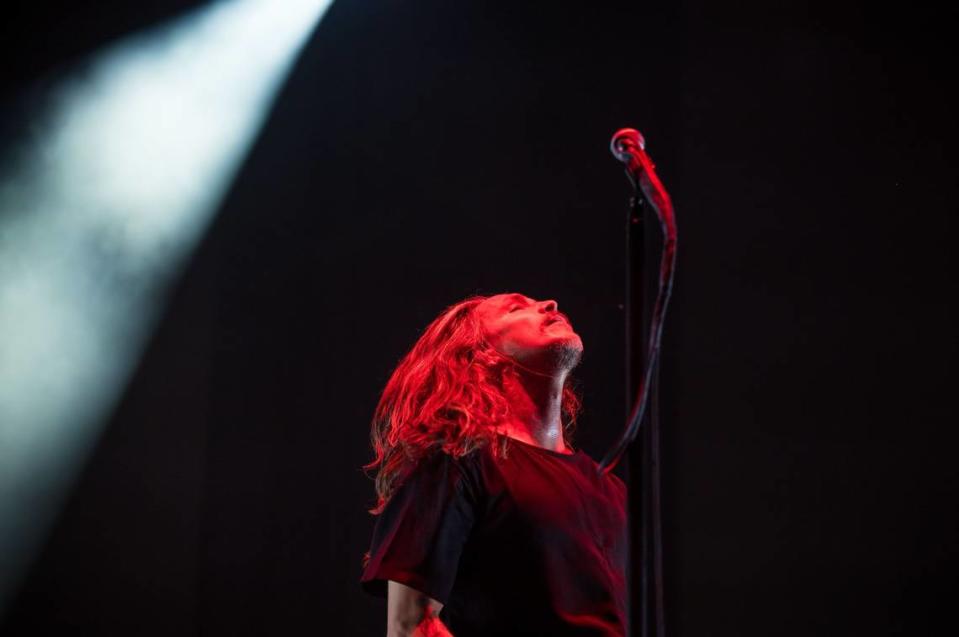 Incubus lead singer Brandon Boyd performs with his band on the first day of Aftershock music festival on Thursday.