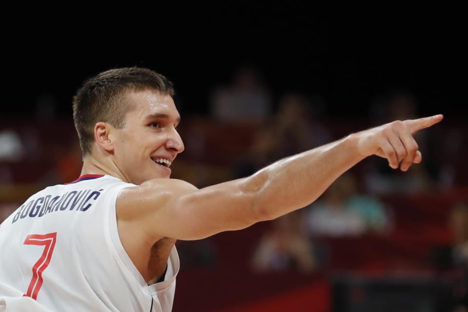 Bogdan Bogdanovic #7 of Serbia in action against the Czech Rep National Team during the games 5-6 of 2019 FIBA World Cup at Beijing Wukesong Sport Arena on September 14, 2019 in Beijing, China. (Getty)