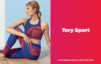 <p>Tory Burch’s sporty spinoff is fittingly called Tory Sport. The line features a chic mix of patterned and solid colored leggings, bra tops, bomber jackets, track pants, sneakers, and more. Her latest Tory Sport collection, launching on Dec. 28, features two key covet-worthy pieces: a mesh floral bomber jacket and a pair of ultralightweight, breathable leggings made of Tactel fibers. (Photo: courtesy of Tory Sport, art: Quinn Lemmers) </p>