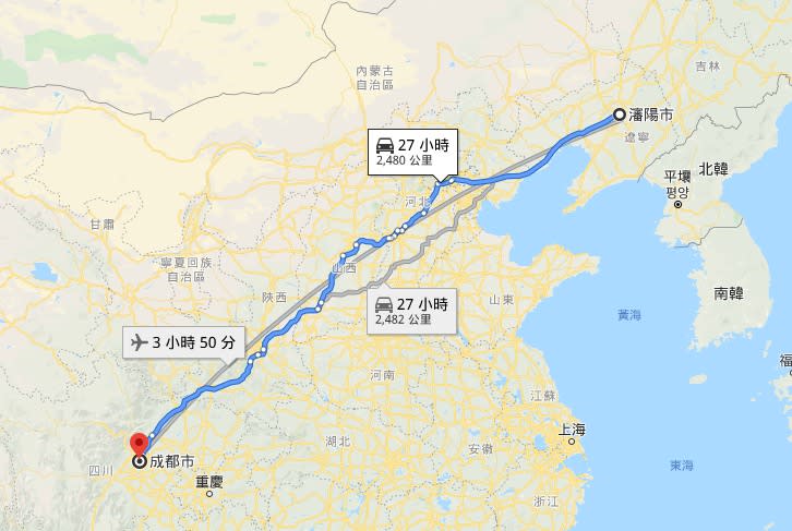 相距約2500公里的兩座城市，竟然在上午都傳出巨響，不免引人猜疑。（圖／翻攝自google map）