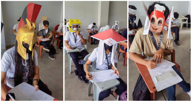 Students' 'anti-cheating hats' during exams in the Philippines go viral