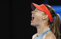 Tennis - Australian Open - Third Round - Melbourne Park, Melbourne, Australia, January 18, 2019. Russia's Maria Sharapova celebrates after winning the match against Denmark's Caroline Wozniacki. REUTERS/Aly Song