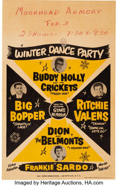 A rare Buddy Holly poster made history as the most expensive music poster ever sold at auction for $447,000. / Credit: Heritage Auctions