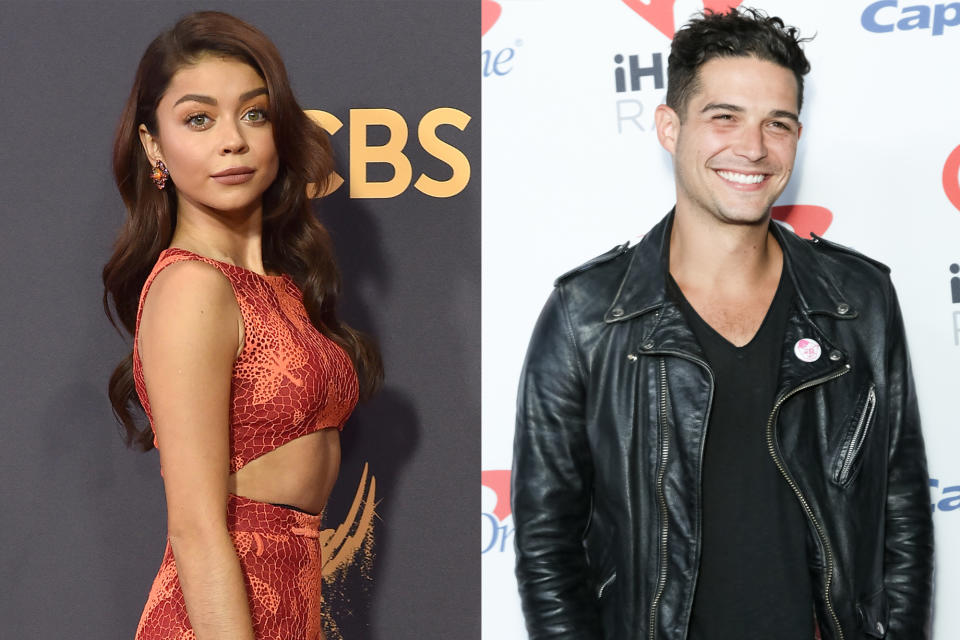 Sarah Hyland and Wells Adams met online. (Photos: Greg Doherty/Getty Images, Axelle/Getty Images)