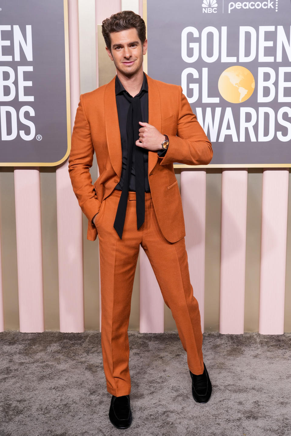 BEVERLY HILLS, CALIFORNIA - JANUARY 10: Andrew Garfield attends the 80th Annual Golden Globe Awards at The Beverly Hilton on January 10, 2023 in Beverly Hills, California. (Photo by Kevin Mazur/Getty Images)