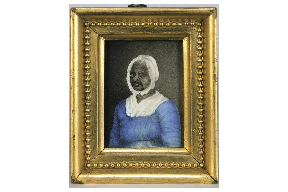 This undated image shows a painting owned by the Massachusetts Historical Society of one Elizabeth Freeman. The story of the enslaved woman who went to court to win her freedom more than 80 years before the Emancipation Proclamation has been pushed to the fringes of history. A group of civic leaders, activists and historians hope that ends Sunday, Aug. 21, 2022 in the quiet Massachusetts town of Sheffield with the unveiling of a bronze statue of the woman who chose the name Elizabeth Freeman when she shed the chains of slavery 241 years ago to the day. ( Massachusetts Historical Society via AP)