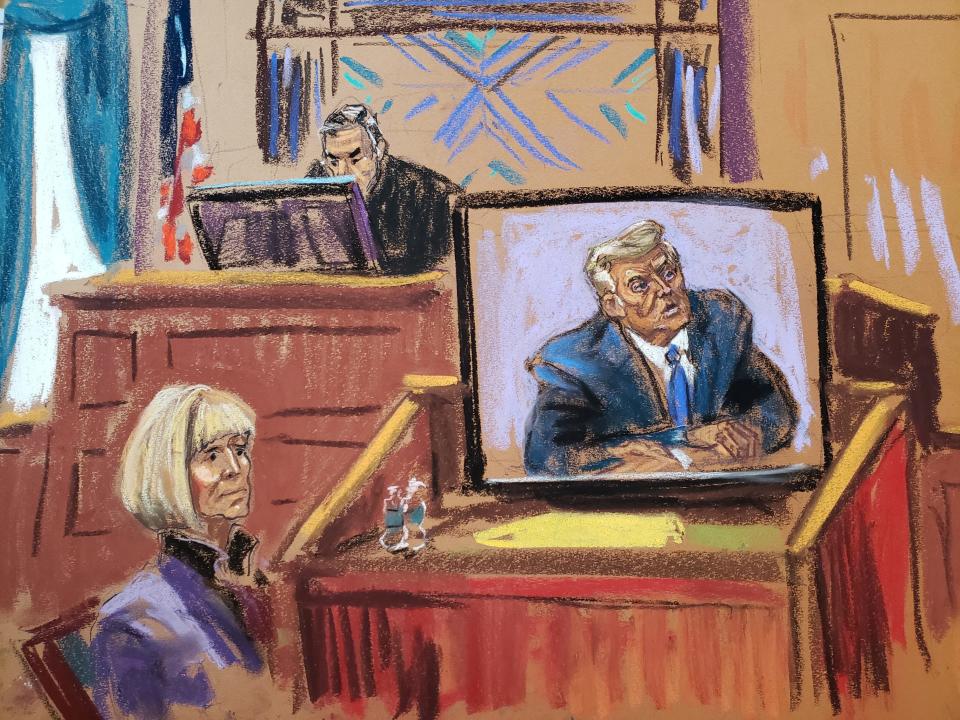 e jean carroll courtroom sketch trump deposition