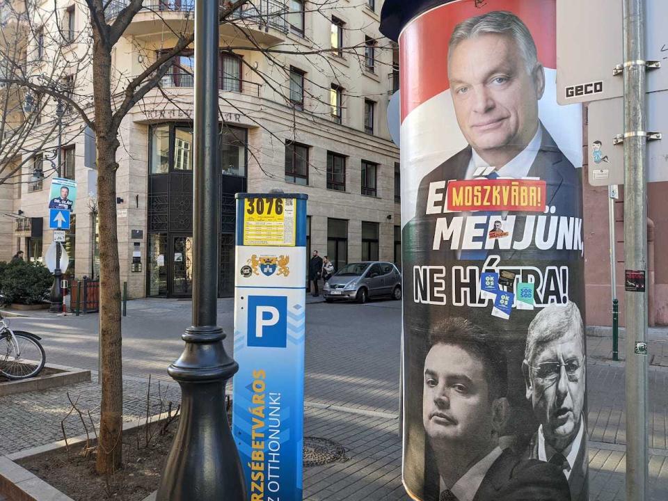 A Viktor Orban campaign poster in Budapest, Hungary.