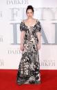 <p>Dakota’s pond life Alexander McQueen gown missed the mark with its frumpy-looking neckline. <i>[Photo: Getty]</i> </p>