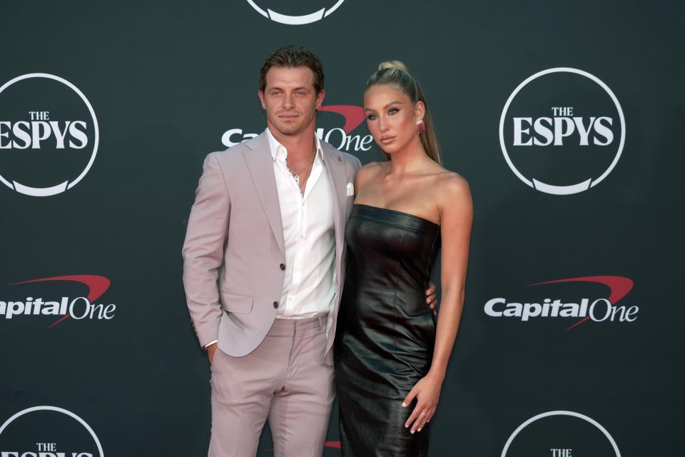 Alix Earle and boyfriend Braxton Berrios together on the 2023 ESPYs red carpet.