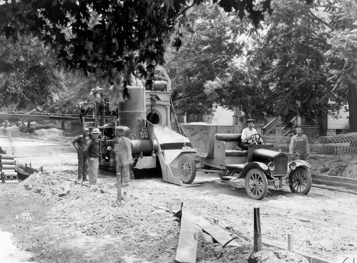 A 1922 Ford Model T used for road building.