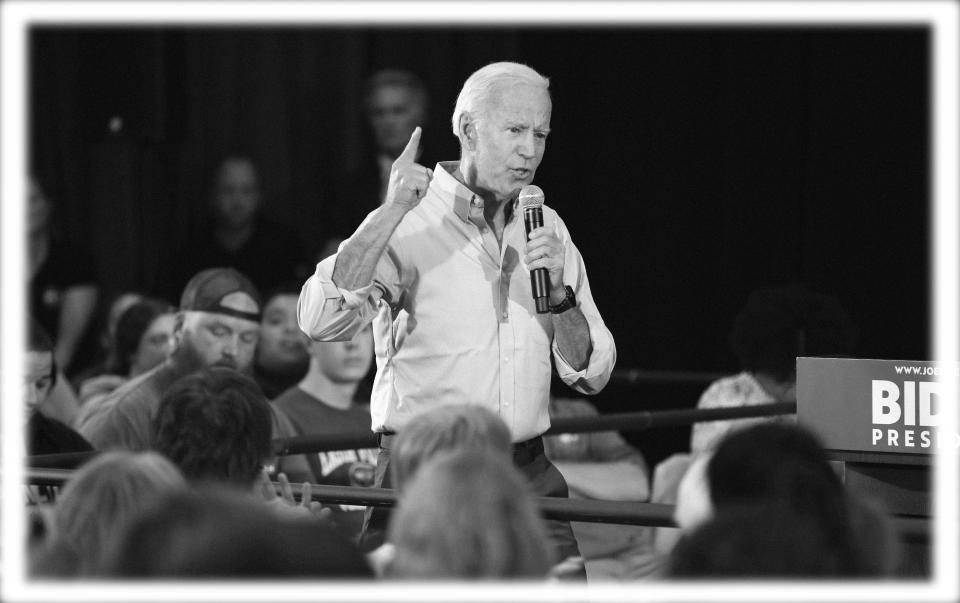 oe Biden at Clinton Community College in Iowa in June. (Photo: Charlie Neibergall/AP; digitally enhanced by Yahoo News)